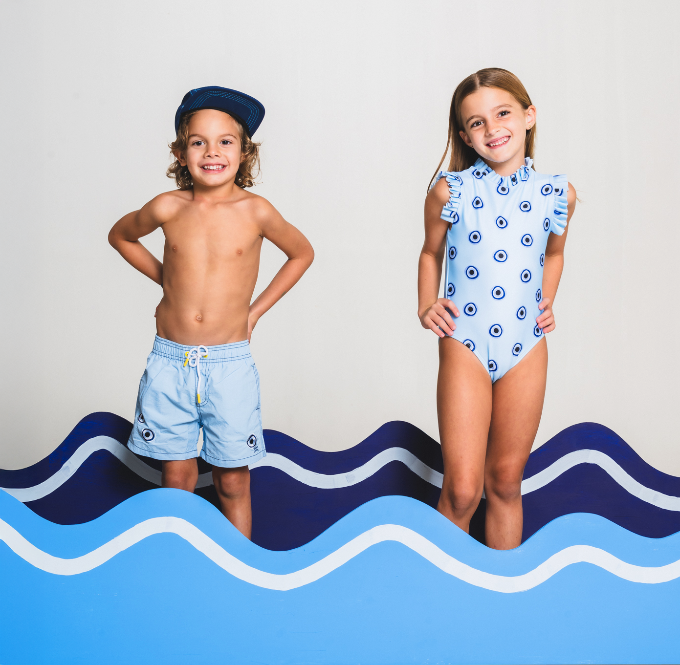 Evil Eye Blue Swimsuit Girls