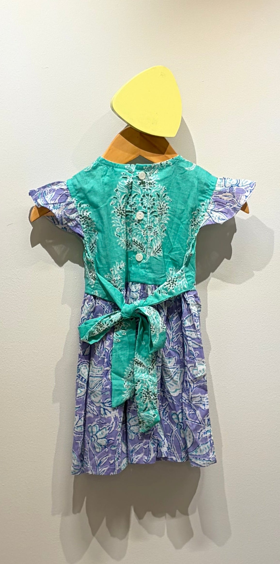Lilac and Green Block Print Dress