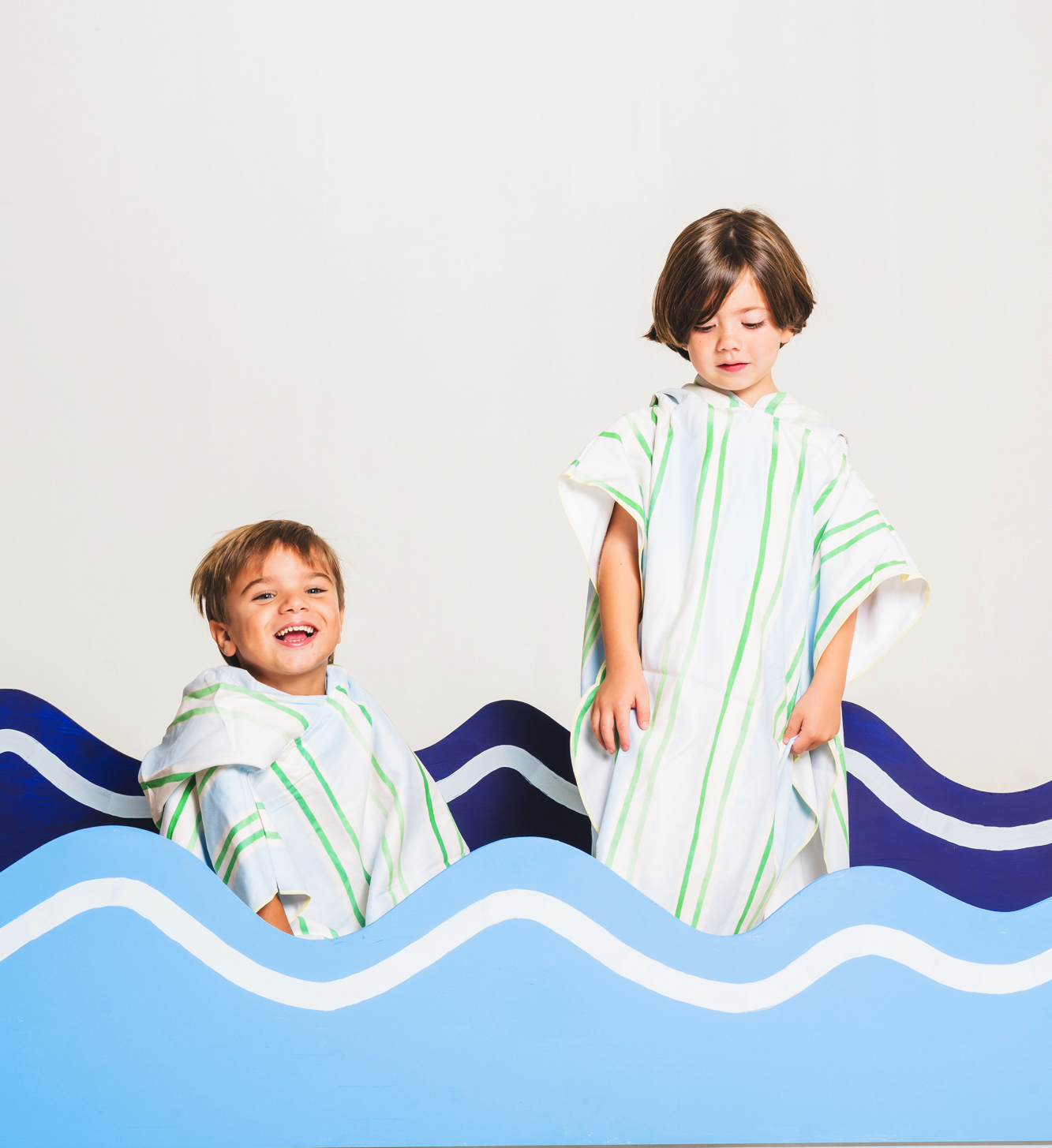 Blue Green Strokes Poncho