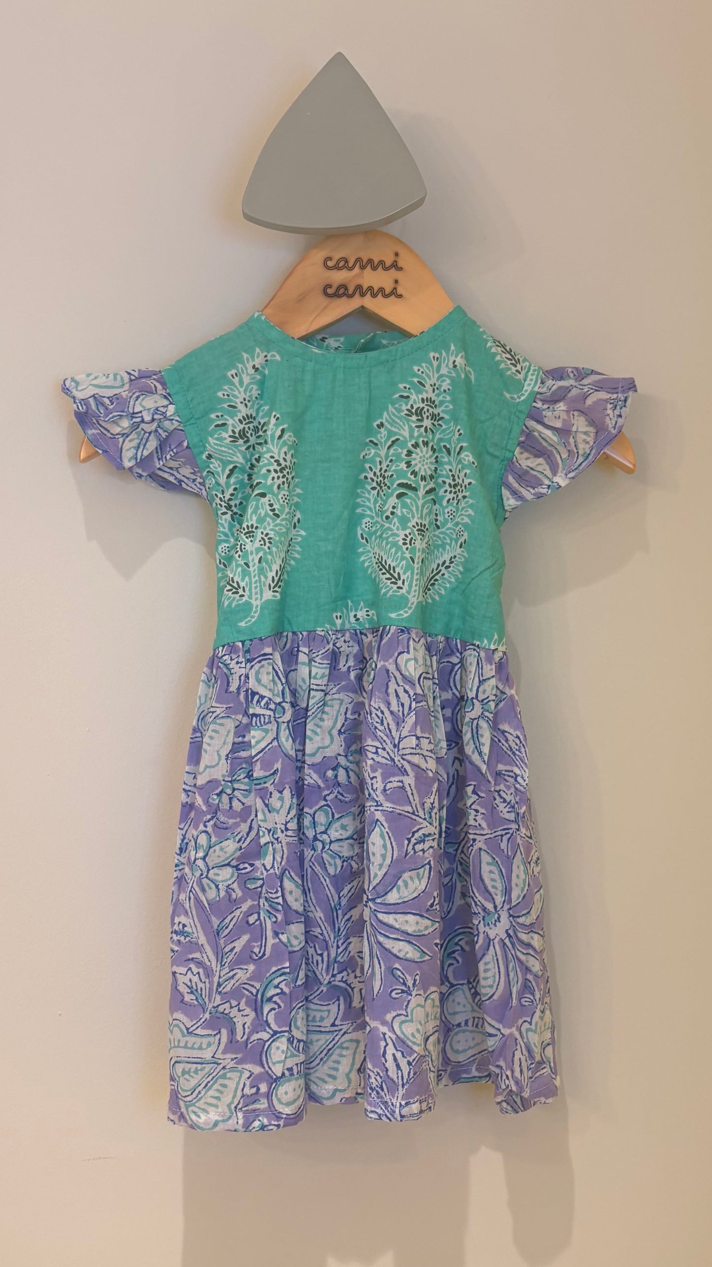 Lilac and Green Block Print Dress