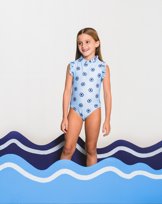 Evil Eye Blue Swimsuit Girls