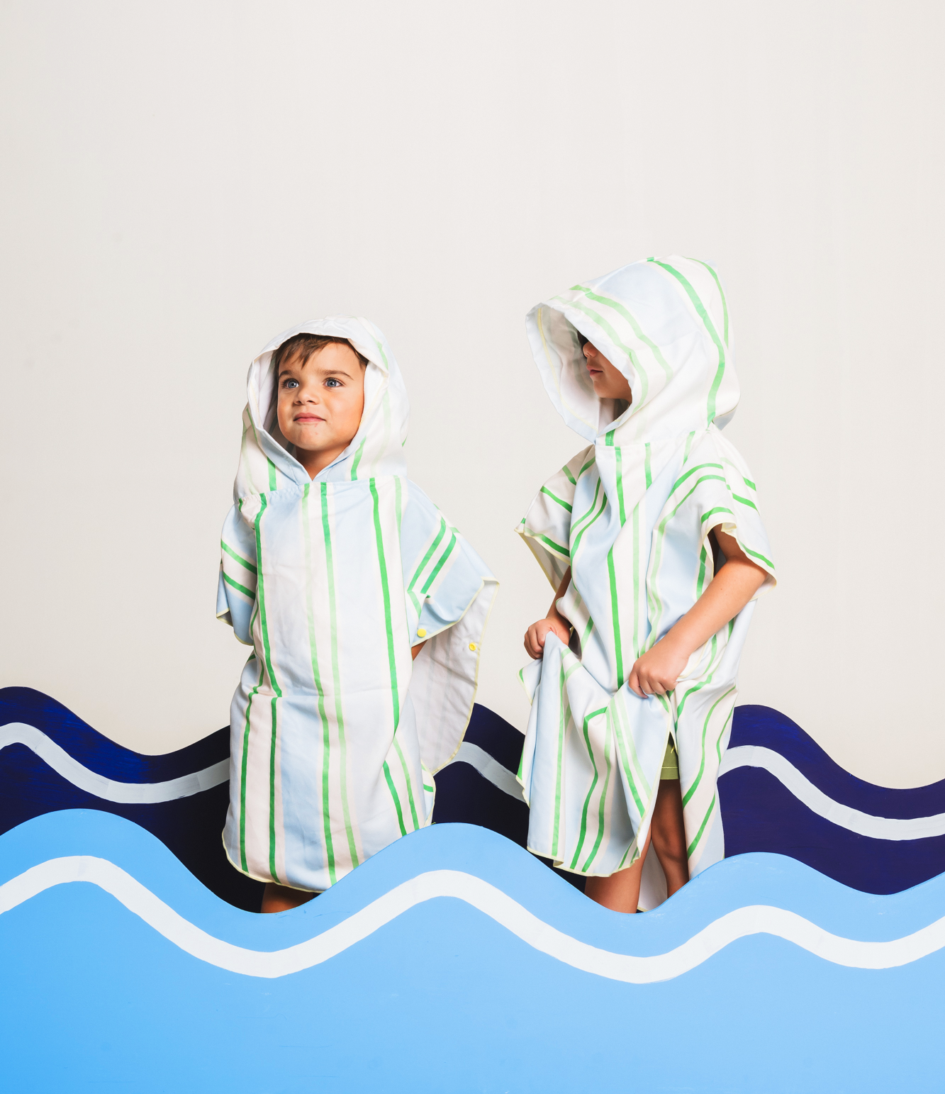 Blue Green Strokes Poncho