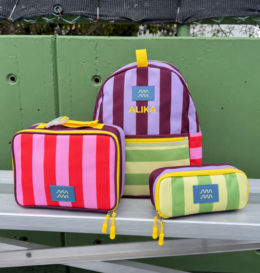 Girls Striped Backpack Set