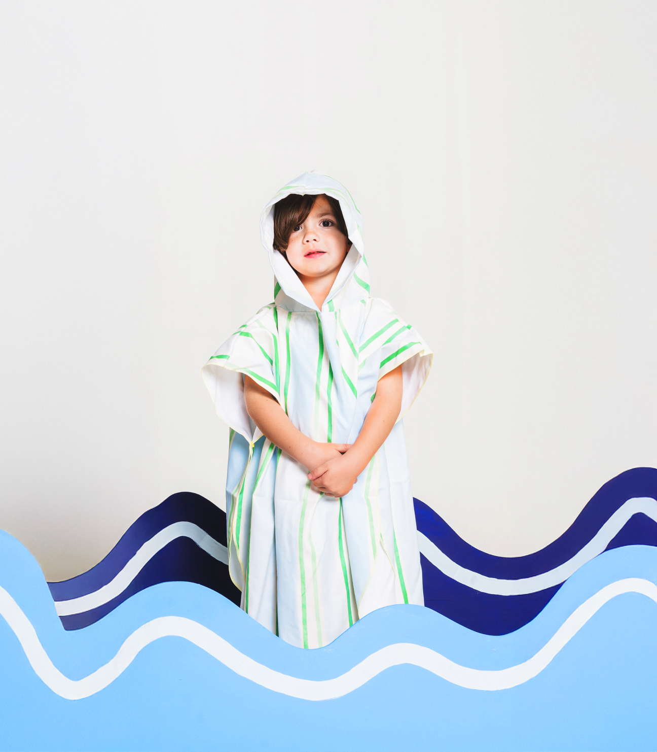 Blue Green Strokes Poncho