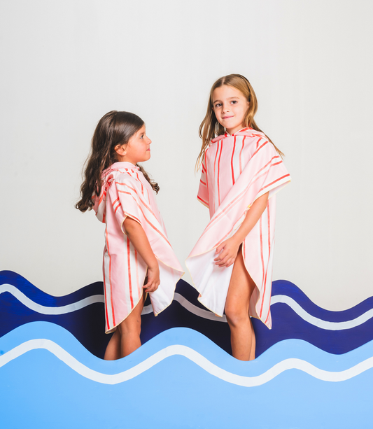 Pink Red Strokes Poncho