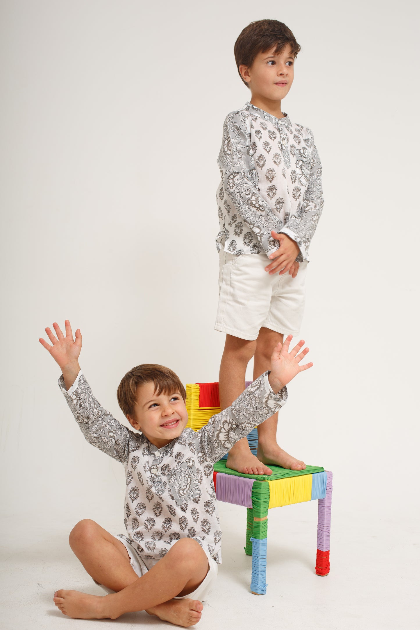 Gray Block Print Shirt