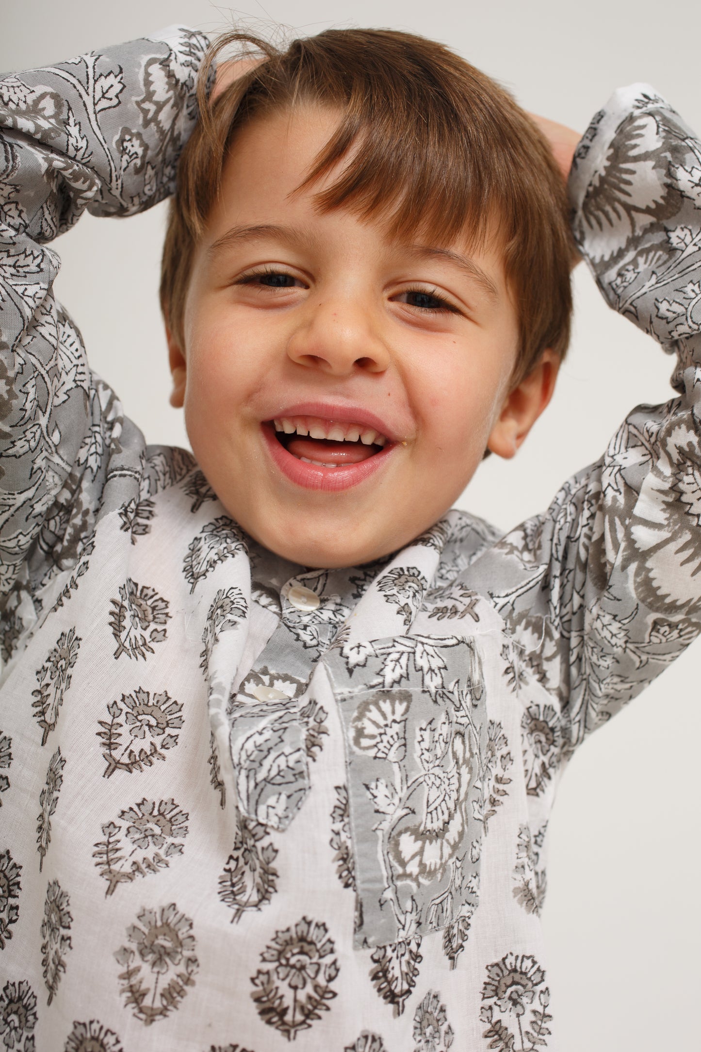 Gray Block Print Shirt