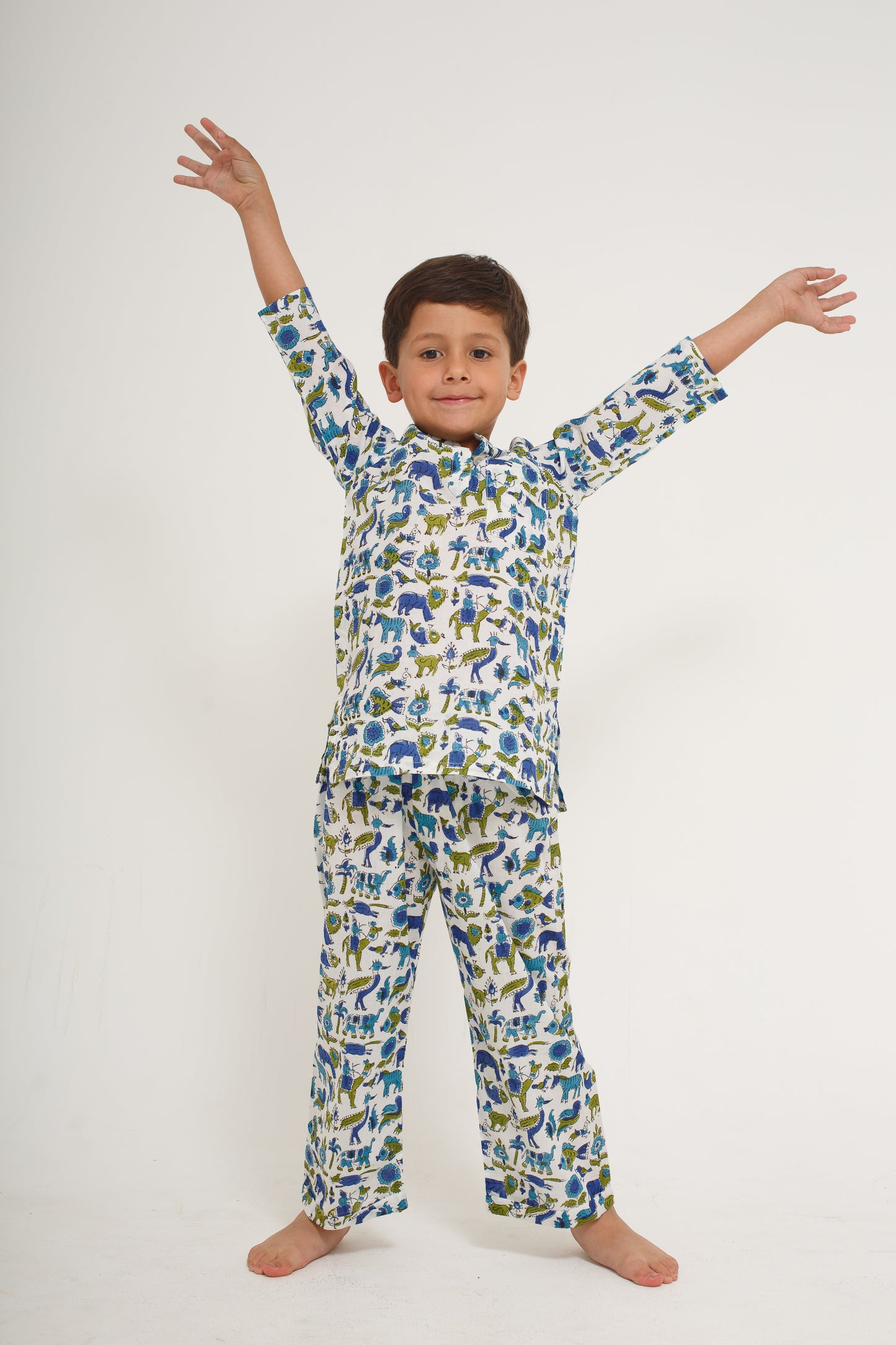 Blue and Green Animals Pajama Set