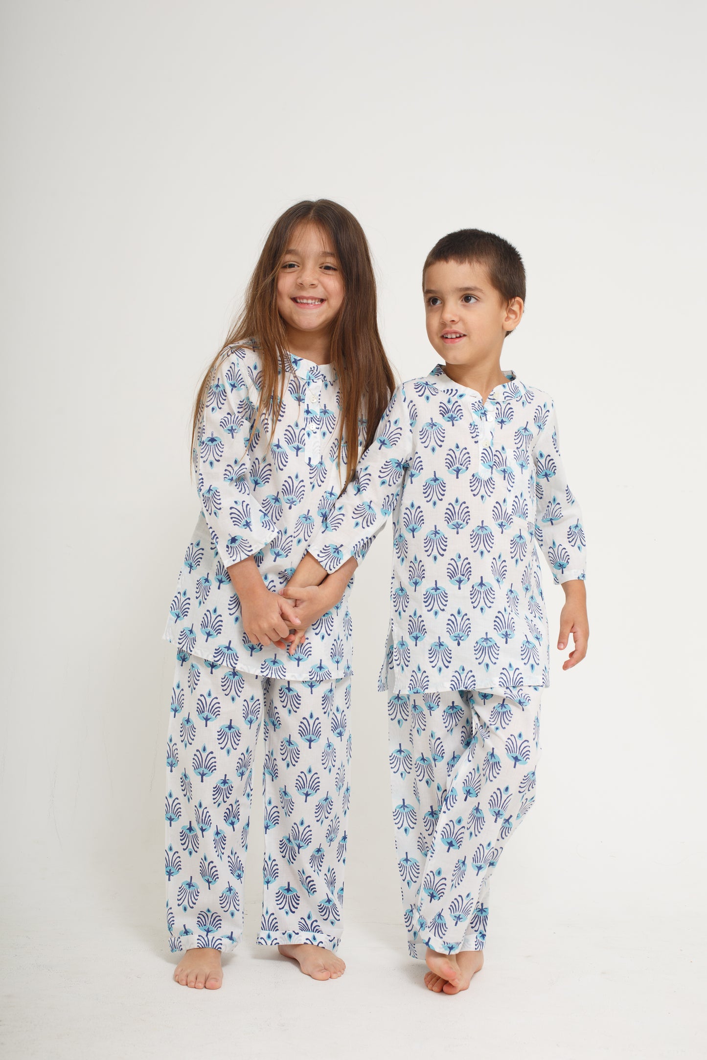 White and Blue Pajama Set