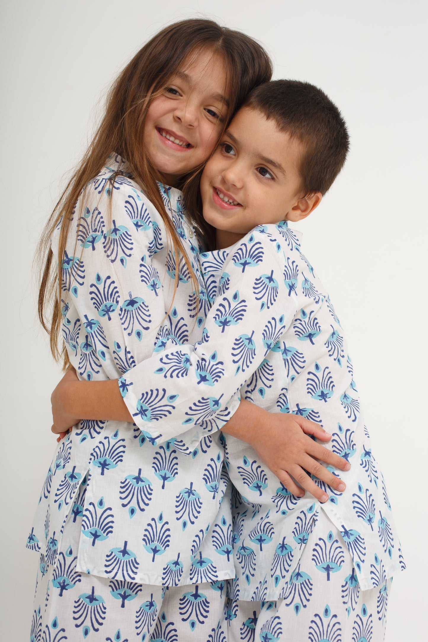 White and Blue Pajama Set