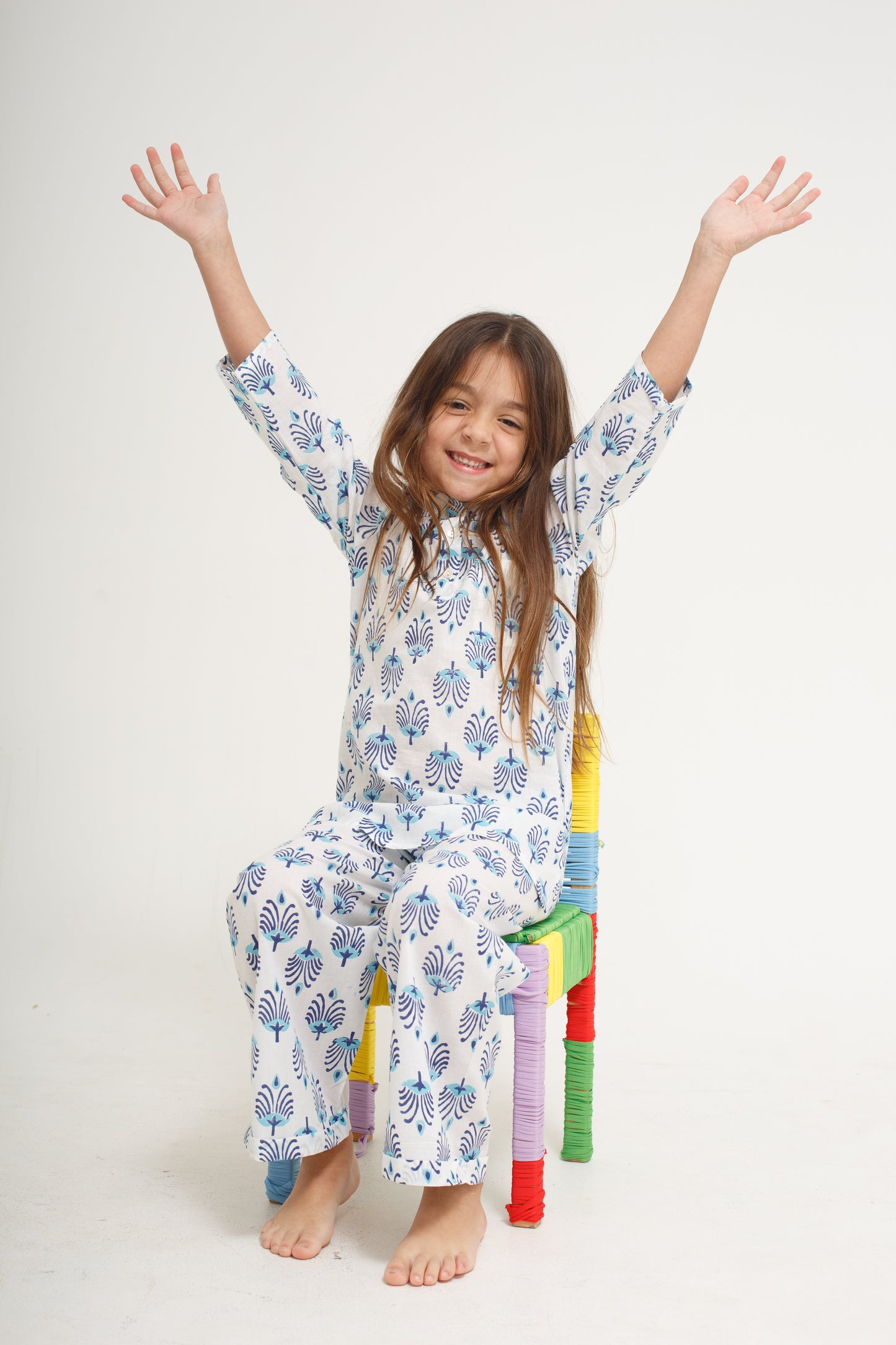 White and Blue Pajama Set