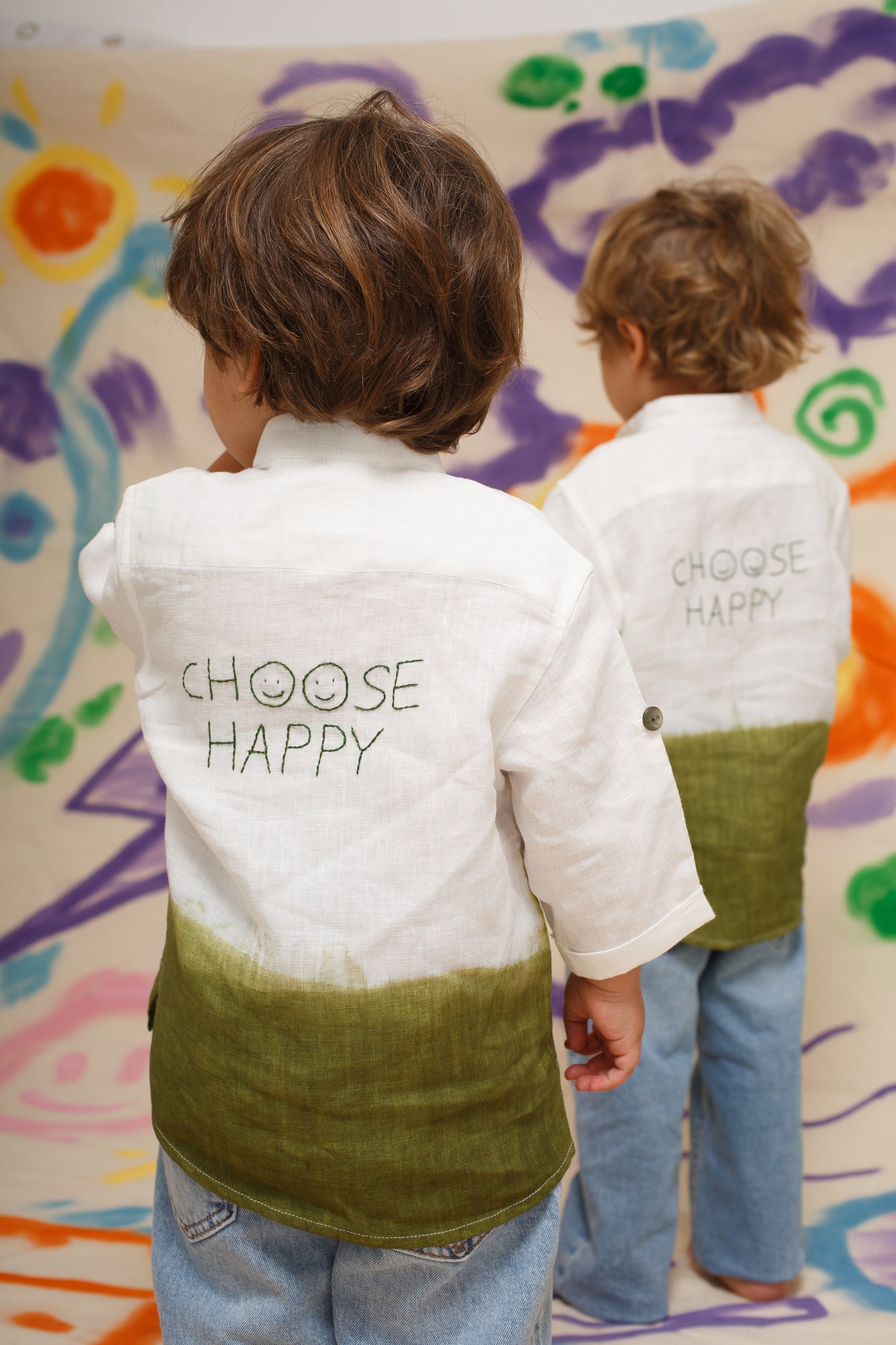 Choose Happy Green Linen Shirt