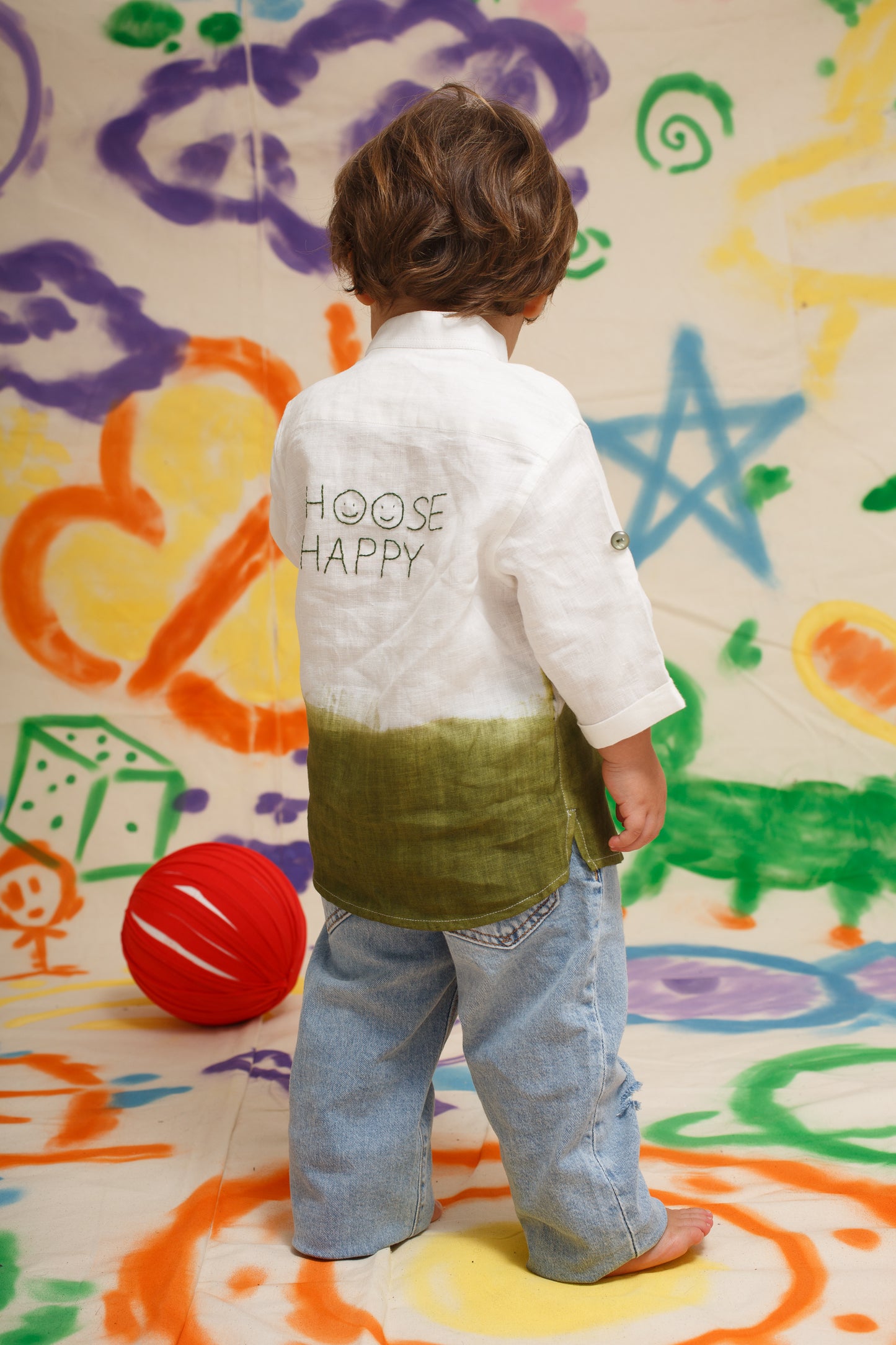 Choose Happy Green Linen Shirt