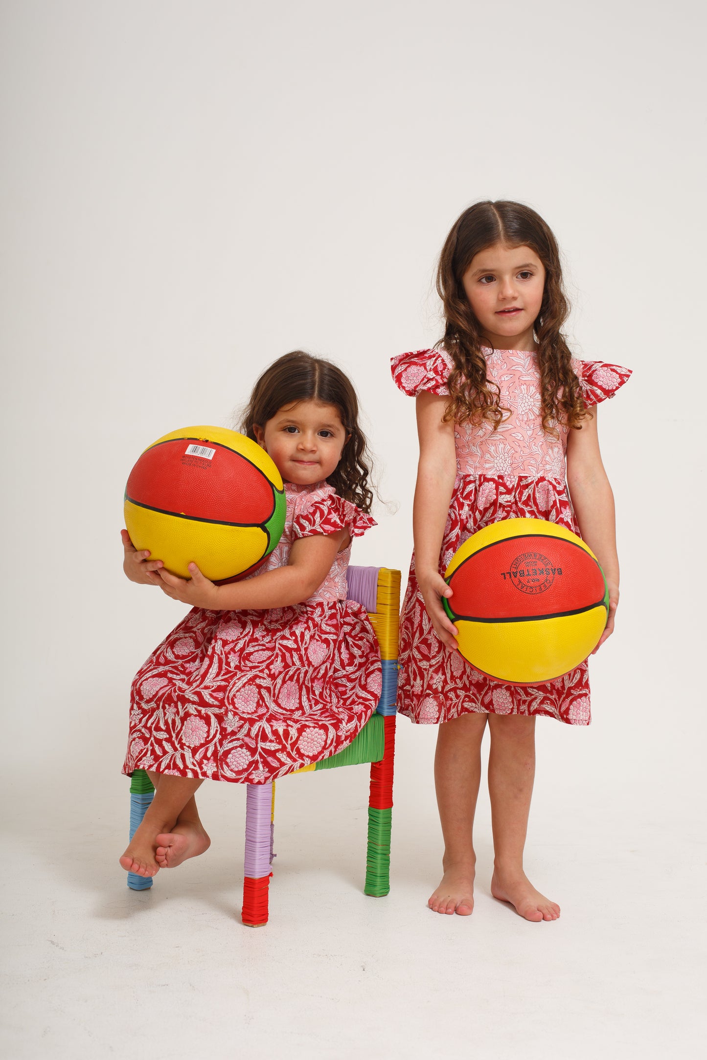 Red and Pink Block Print Dress