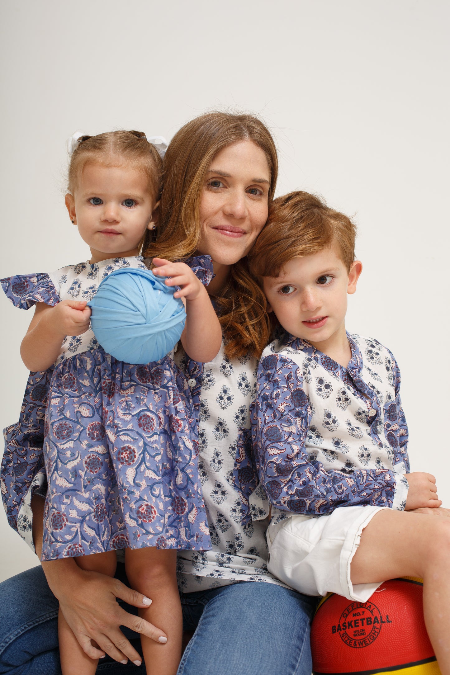 White and Blue Block Print Dress