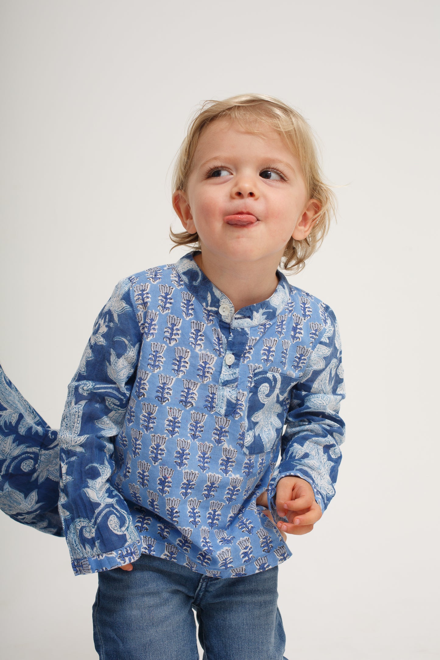 Blue on Blue Block Print Shirt