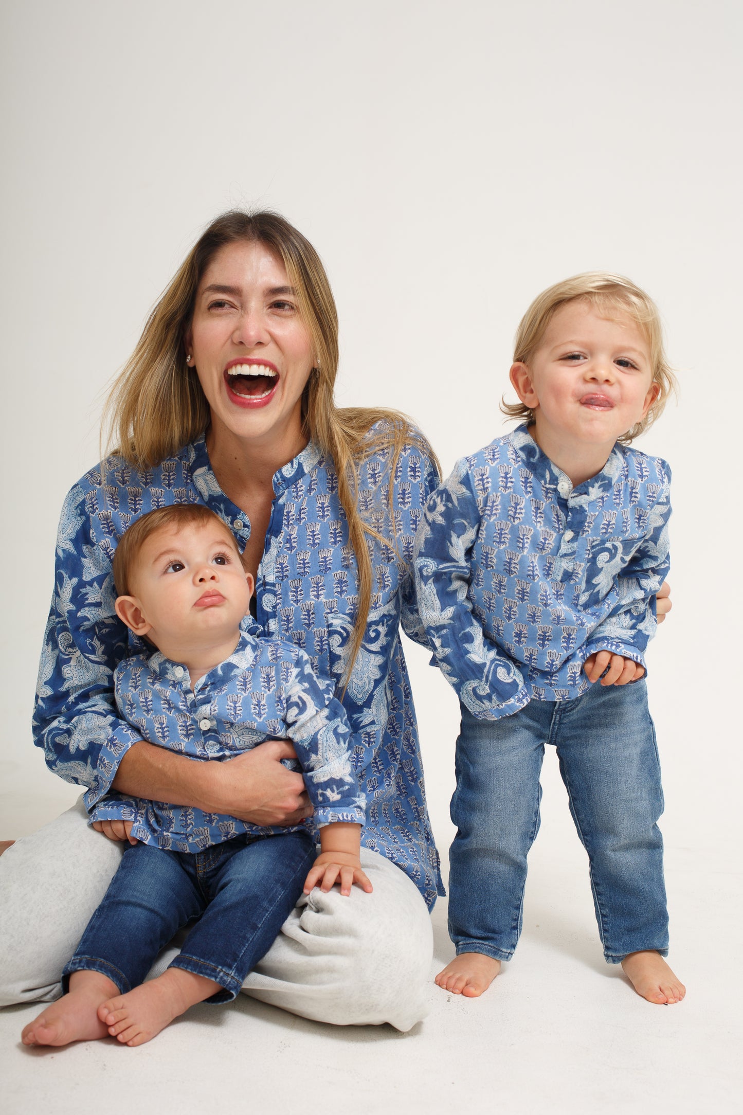 Blue on Blue Block Print Shirt