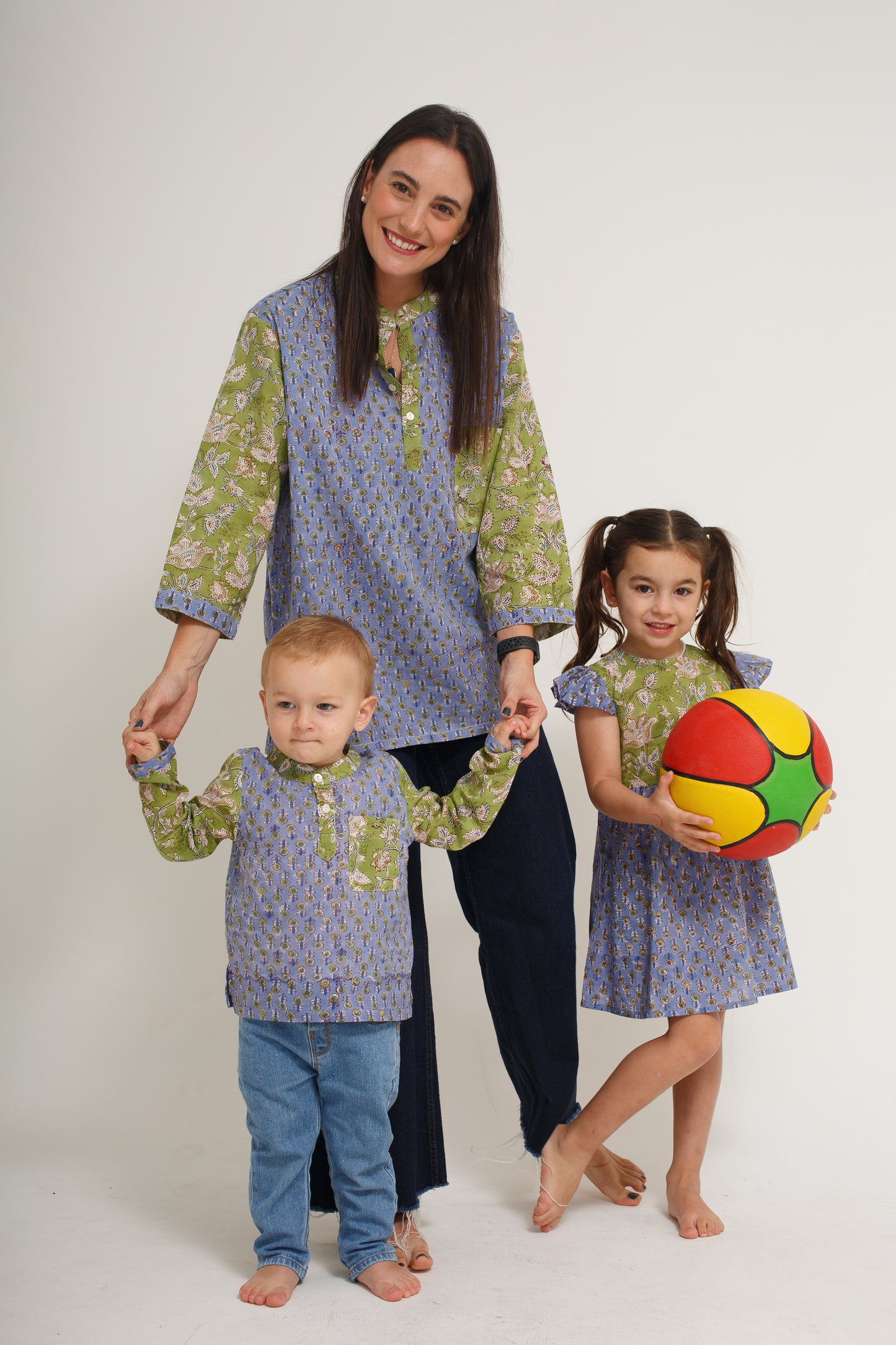 Green and Blue Block Print Shirt